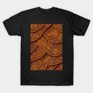 Brown Ornamental Leather Patches, natural and ecological leather print #59 T-Shirt